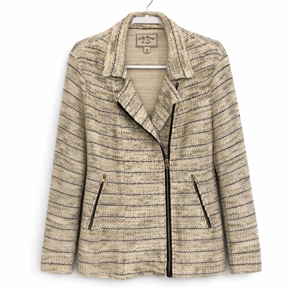 Lucky Brand Neutral Knit Moto Cardigan Jacket – Size XL